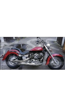 DOPPEL SCHALLDÄMPFER KOMPLETTANLAGE ABE MSR AUSPUFF MOTORRAD VINTAGE HONDA VT SHADOW 750 1997/04 CURVCUST KURZ RE